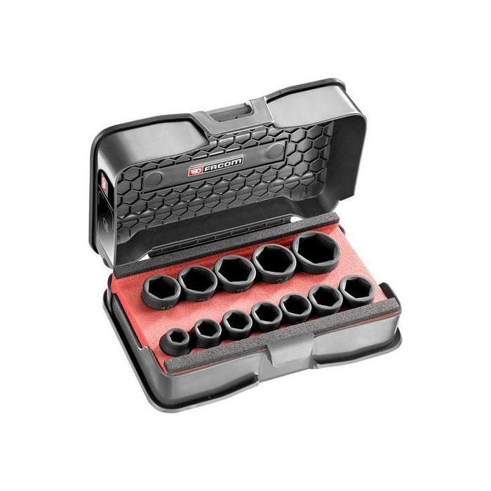 Facom 6-Point Stubby Impact Socket Set 1/2in SQDR, 12 Piece Facom - Town Tools