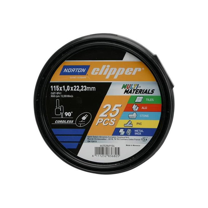 Norton Clipper Clipper® Multi-Material Cutting Discs 115 x 22.23mm (Tub of 25) Norton Clipper - Town Tools