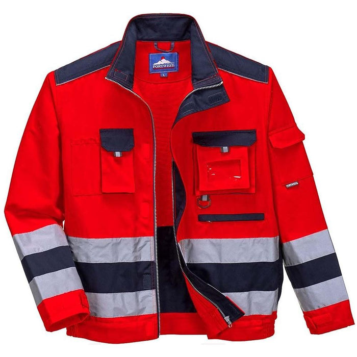 Portwest Lille Texo Hi-Vis Jacket - Red/Navy - Medium