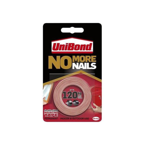 Unibond No More Nails Indoor & Outdoor Permanent Mounting Tape Roll 19mm x 1.5m UniBond - Town Tools