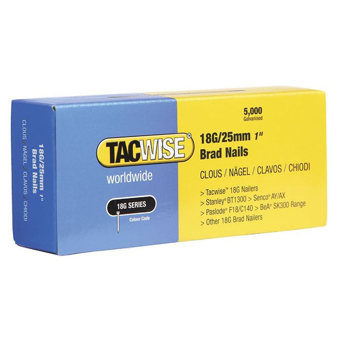Tacwise 18 Gauge 25mm Brad Nails (Pack 5000) Tacwise - Town Tools