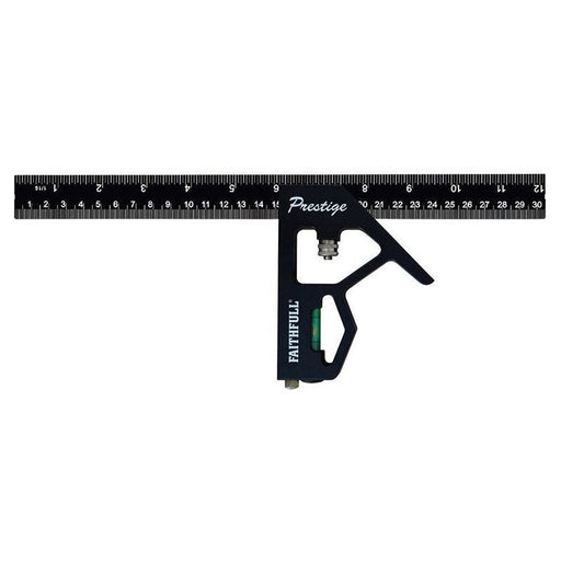 Faithfull Prestige Combination Square Black Aluminium 300mm (12in) Faithfull - Town Tools