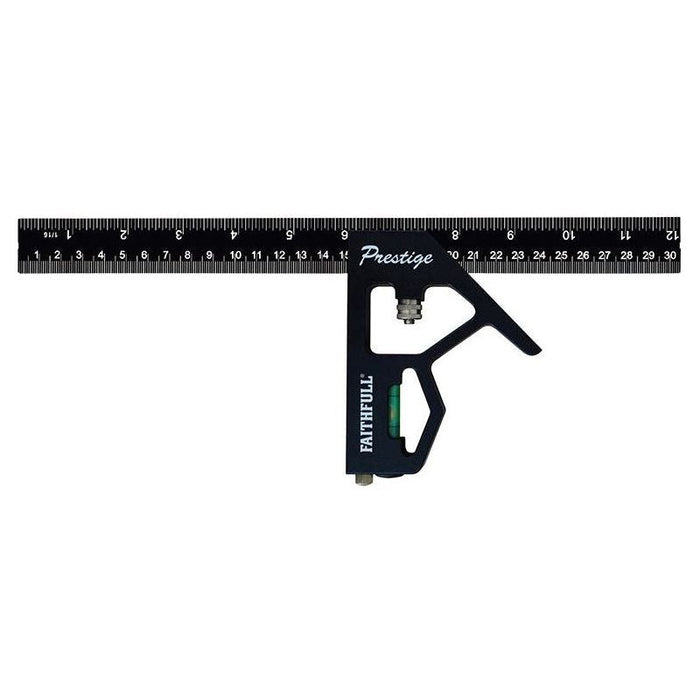 Faithfull Prestige Combination Square Black Aluminium 300mm (12in) Faithfull - Town Tools
