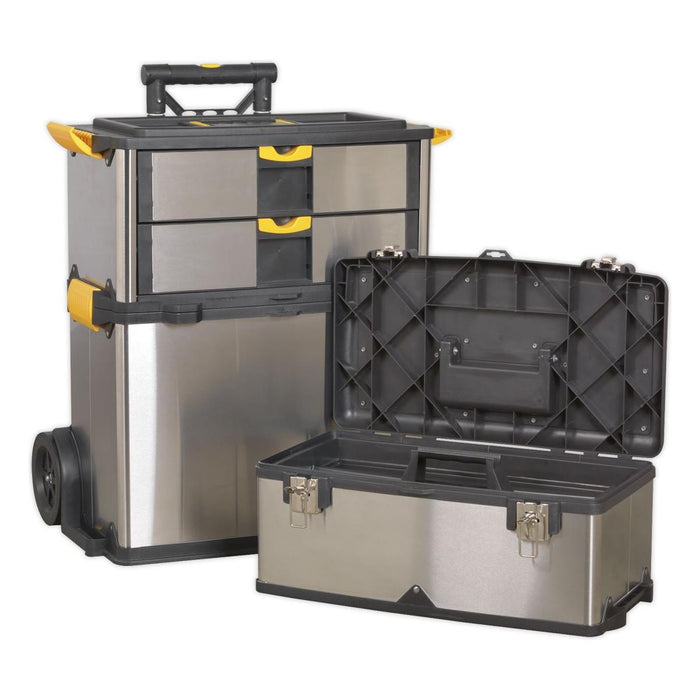 Sealey Mobile Stainless Steel/Composite Toolbox 3 Compartment AP855 Sealey - Town Tools 
