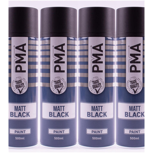 4x PMA Professional Matt Black 500ml Spray Paint High Coverage PMA - Town Tools 