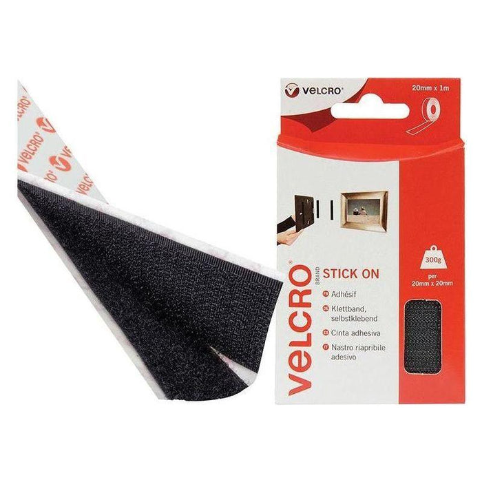 Velcro® Brand VELCRO® Brand Stick On Tape 20mm x 1m Black VELCRO® Brand - Town Tools