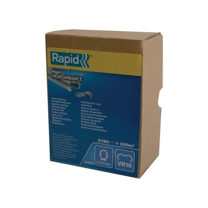 Rapid VR16 Fence Hog Rings Pack 3190 Galvanised Boxed Rapid - Town Tools
