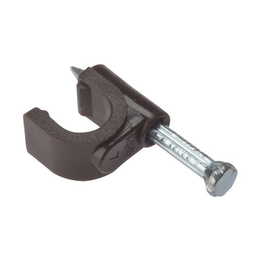 Forgefix Cable Clip Round Coax Brown 6-7mm Box 100 ForgeFix - Town Tools