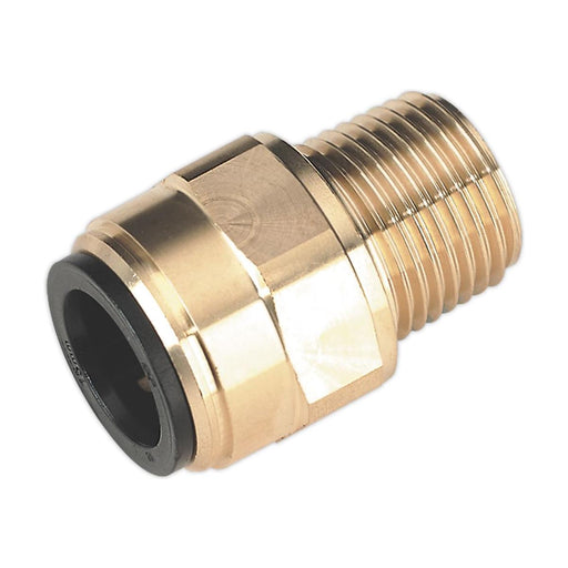 Sealey Straight Adaptor 15mm x 1/2"BSPT Brass (John Guest Speedfitï mm011504N) Sealey - Town Tools 