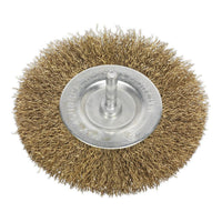 Sealey Flat Wire Brush100mm with 6mm Shaft SFB100