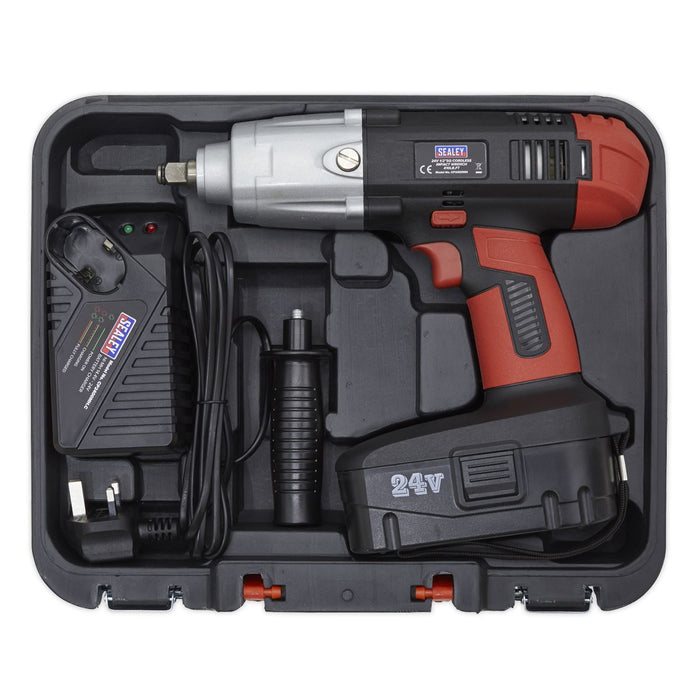 Sealey Cordless Impact Wrench 24V 2Ah Ni-MH 1/2"Sq Drive 410lb.ft CP2450MH Sealey - Town Tools 