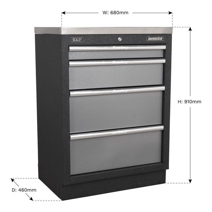 Sealey Modular 4 Drawer Cabinet 680mm APMS51 Sealey - Town Tools 