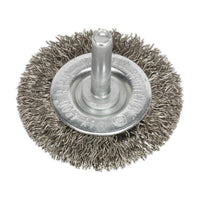 Sealey Flat Wire Brush Stainless Steel 50mm with 6mm Shaft SFBS50