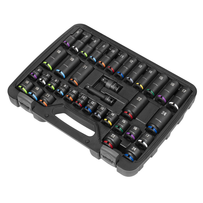 Sealey Premier Premier Impact Socket Set 3/8"Sq Drive 36pc AK5633M Sealey Premier - Town Tools 