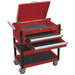 Sealey Heavy-Duty Mobile Tool & Parts Trolley 2 Drawers & Lockable Top Red Sealey - Town Tools 