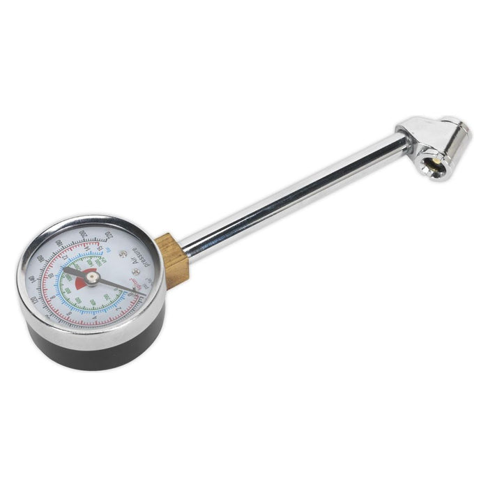 Sealey Twin Connector Tyre Pressure Gauge 0-220psi TSTPG34 Sealey - Town Tools 