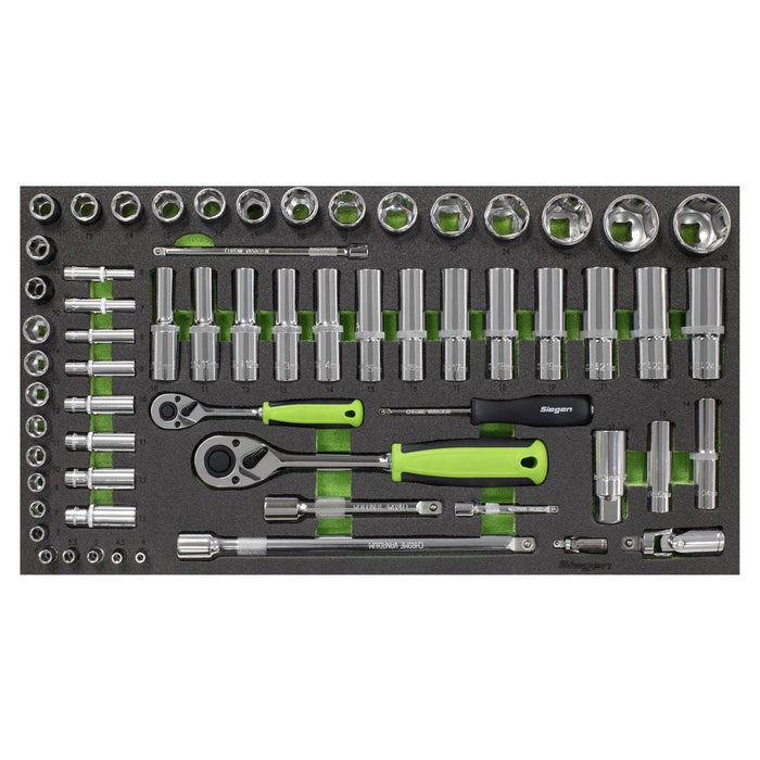 Siegen Siegen Socket Set with Tool Tray 1/4" & 1/2"Sq Drive 62pc S01271 Siegen - Town Tools 