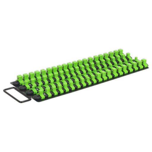 Sealey Socket Rail Tray 1/4" 3/8" & 1/2"Sq Drive Hi-Vis Green AK27051HV Sealey - Town Tools 