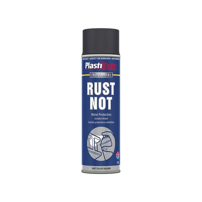 Plastikote Rust Not Spray Matt Black 500ml PlastiKote - Town Tools