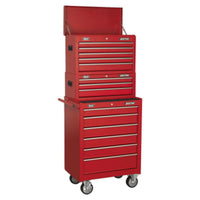 Sealey Topchest Mid-Box & Rollcab 14 Drawer Stack Red AP22STACK