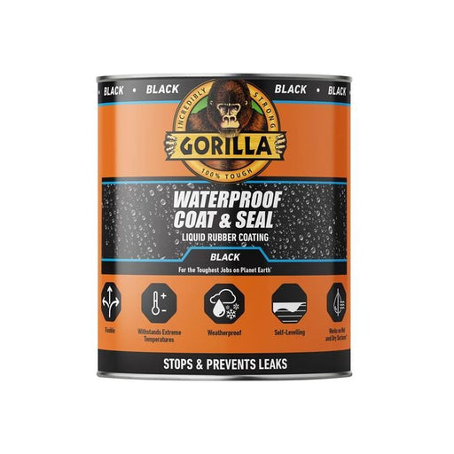 Gorilla Glue Waterproof Coat & Seal Liquid Rubber Coating Black 473ml Gorilla Glue - Town Tools