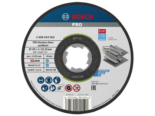 Bosch Powertool Accessories PRO Stainless Steel and Metal Bonded Cutting Disc 125 x 1.0 x 22.23mm Pack of 10 Bosch Powertool Accessories - Town Tools