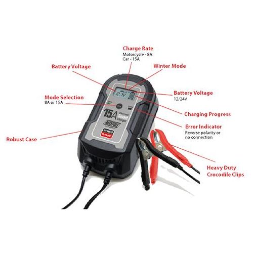 Maypole MP74215 15A (12/24V) Electronic Smart Charger