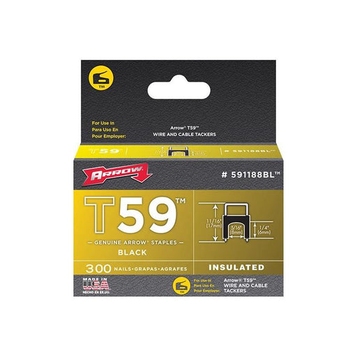 Arrow T59 Insulated Staples Black 6 x 8mm (Box 300) Arrow - Town Tools