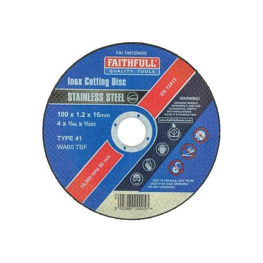 Faithfull Inox Cutting Disc 100 x 1.2 x 16mm Faithfull - Town Tools