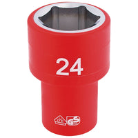 Draper Fully Insulated VDE Socket, 1/2" Sq. Dr., 24mm 31954