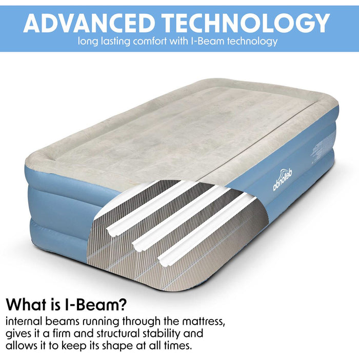 Dellonda Raised Air Bed with Built-in Electric Pump & Storage Bag - Single