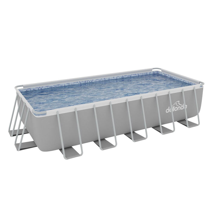 Dellonda Steel Frame Rectangular Swimming Pool - Step Ladder & Filter Pump 21ft