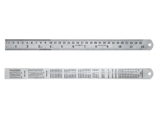 Faithfull Steel Rule 300mm / 12in x 25mm Faithfull - Town Tools