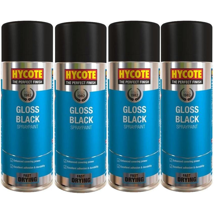 4x Hycote XUK0272 Gloss Black 400ml C/O Hycote - Town Tools 