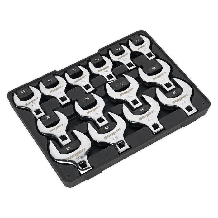 Sealey Crow's Foot Open End Spanner Set 14pc 1/2"Sq Drive Metric S01109 Sealey - Town Tools 