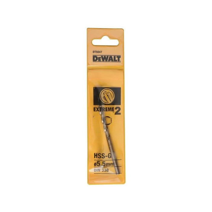 Dewalt Power Tools Extreme 2 Metal Drill Bit 5.5mm OL:93mm WL:57mm DeWALT Power Tools - Town Tools
