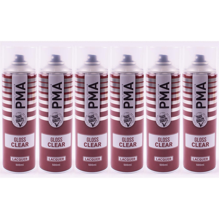 6x PMA Clear Laquer Spray Acrylic Top Coat 500ml PMA - Town Tools 