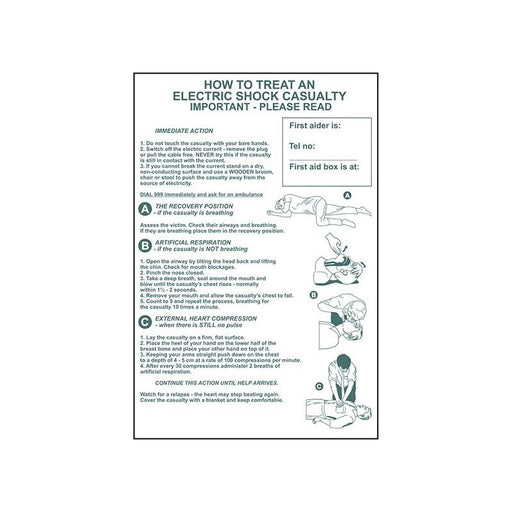 Scan How To Treat An Electric Shock Casualty - PVC Sign 400 x 600mm Scan - Town Tools