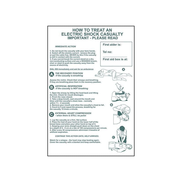 Scan How To Treat An Electric Shock Casualty - PVC Sign 400 x 600mm Scan - Town Tools