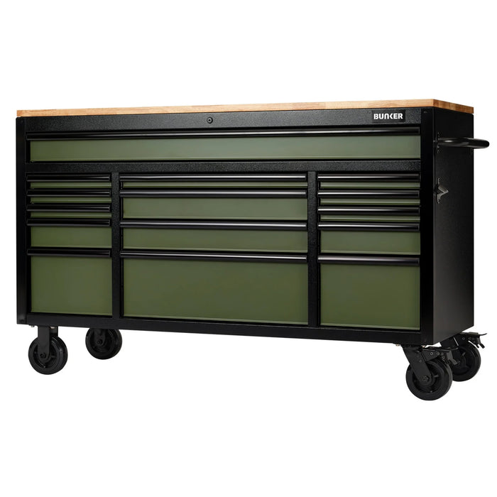 Draper 61" 15 DRAWER TROLLEY GREEN - B100-61GR