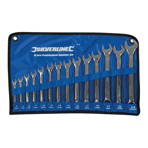 Silverline Combination Spanner Set 14pce 8 - 24mm Silverline - Town Tools 