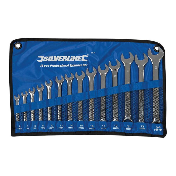 Silverline Combination Spanner Set 14pce 8 - 24mm Silverline - Town Tools 