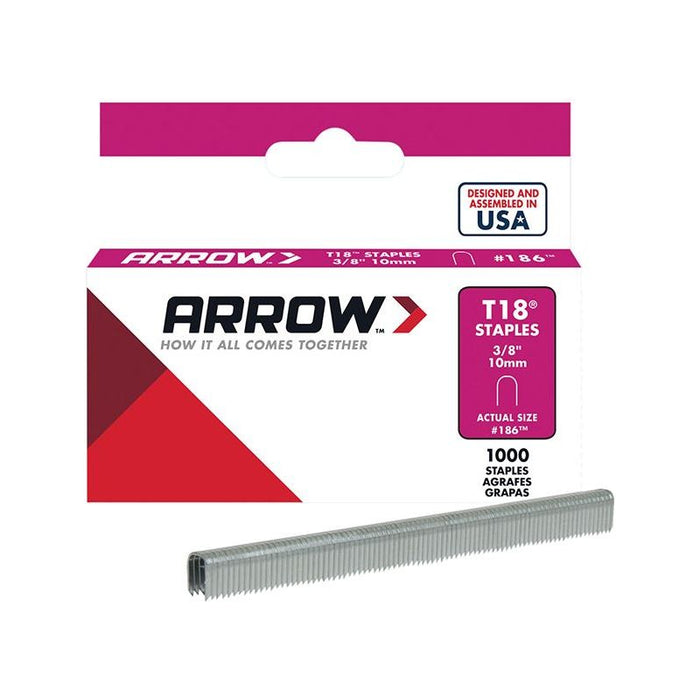 Arrow T18 Staples 10mm (3/8in) (Box 1000) Arrow - Town Tools
