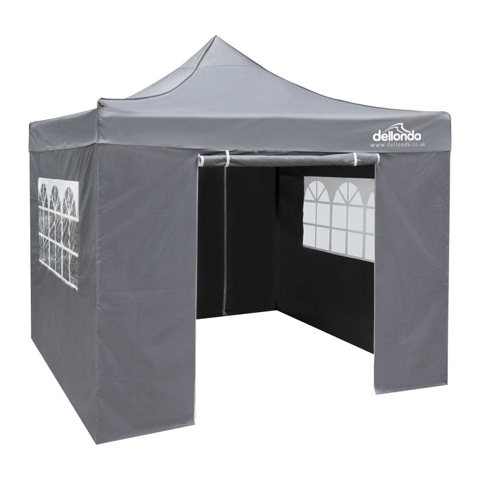 Dellonda 3x3m Pop-Up Gazebo & Side Walls Water Resistant Fabric - Grey