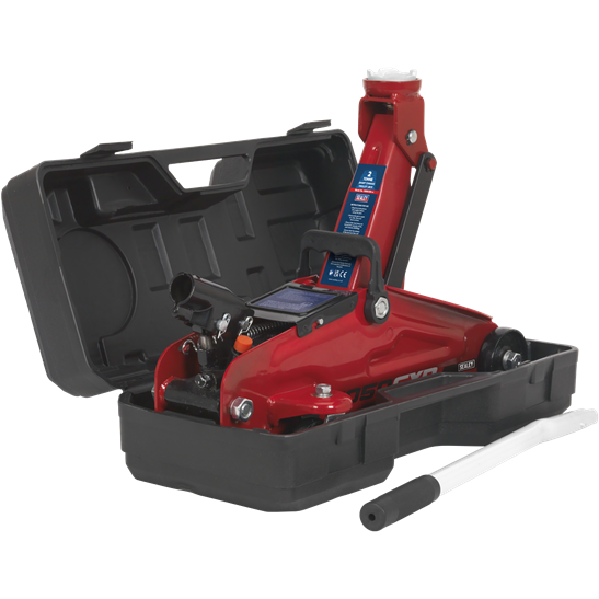 Sealey Trolley Jack 2 Tonne Short Chassis with Storage Case 1050CXD Sealey - Town Tools 