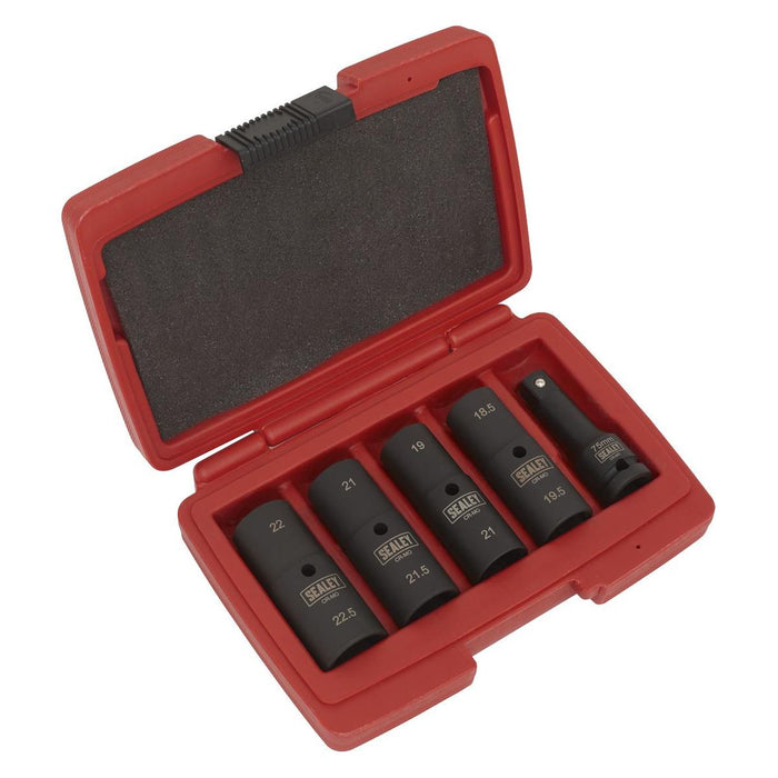 Sealey Deep Impact Socket Set 1/2"Sq Drive 77mm Double Ended 18.5-22.5mm 5pc