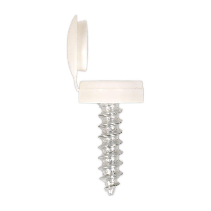Sealey Numberplate Screw with Flip Cap 4.2 x 19mm White Pack of 50 NPW50 Sealey - Town Tools 