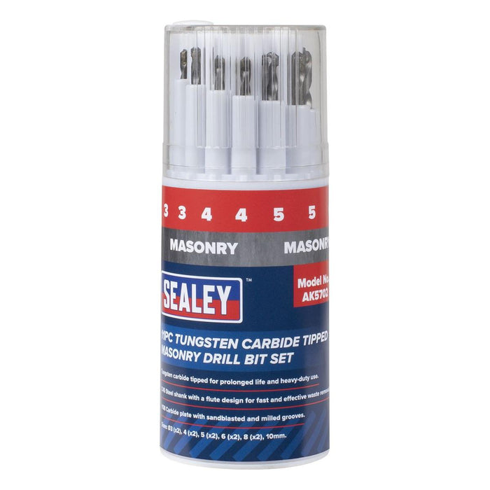 Sealey Tungsten Carbide Tipped Masonry Drill Bit Set 11pc AK5702 Sealey - Town Tools 