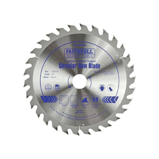 Faithfull TCT Circular Saw Blade 230 x 30mm x 30T POS Faithfull - Town Tools