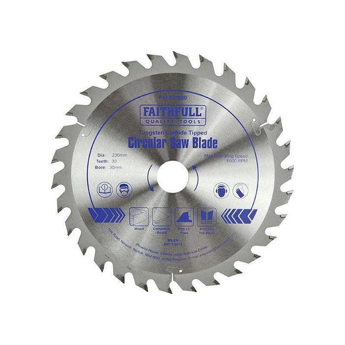 Faithfull TCT Circular Saw Blade 230 x 30mm x 30T POS Faithfull - Town Tools